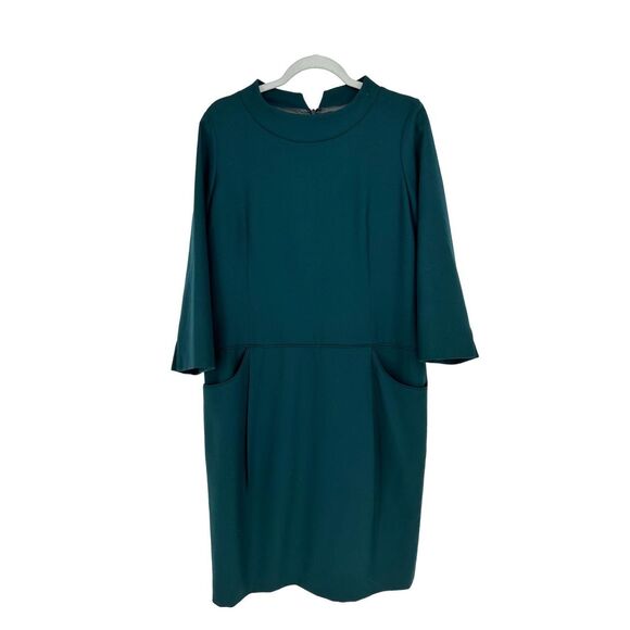 Pendleton Women's Dark Green 💚 Shift Wool Dress Size 12 Below Knee 3/4 Sleeve - Picture 2 of 11